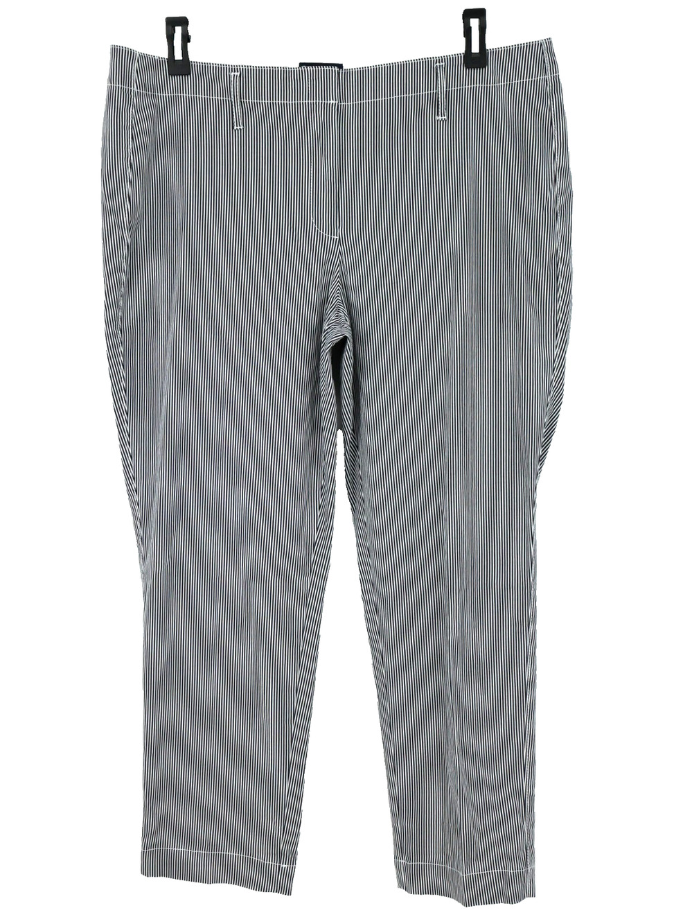 Lands End Pants Womens 18 Black White Stretch Cotton Railroad Stripe Straight